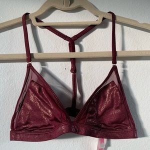Maroon with gold sparkle PINK bralette